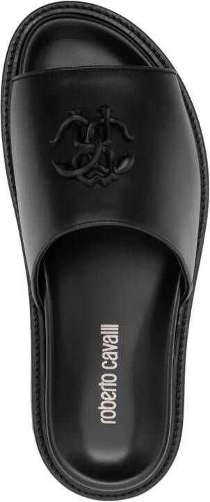 Roberto Cavalli Slippers met logoplakkaat Zwart