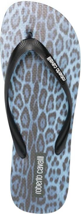 Roberto Cavalli Teenslippers met logopatch Blauw