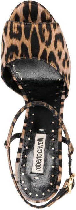 Roberto Cavalli Tiger Tooth sandalen met luipaardprint Beige
