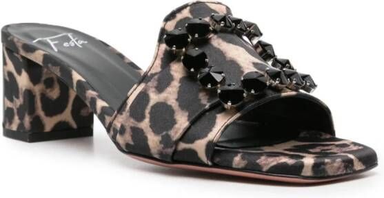 Roberto Festa 50mm Basa leopard-print mules Bruin