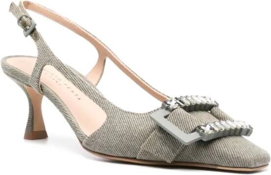 Roberto Festa Atena slingback pumps met kristallen gesp Groen