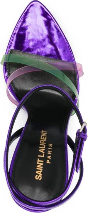 Saint Laurent 120 mm metallic sandalen Paars