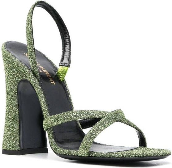 Saint Laurent Arancha lurex sandalen Groen