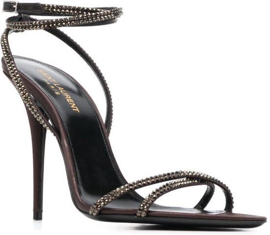 Saint Laurent Ava 105 verfraaide sandalen Bruin