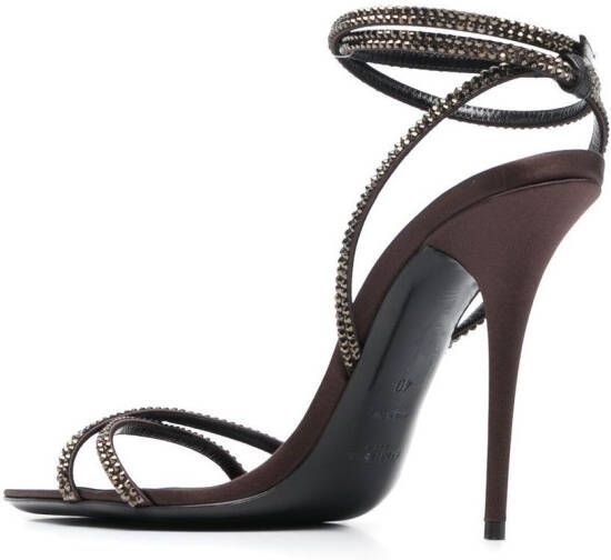 Saint Laurent Ava 105 verfraaide sandalen Bruin