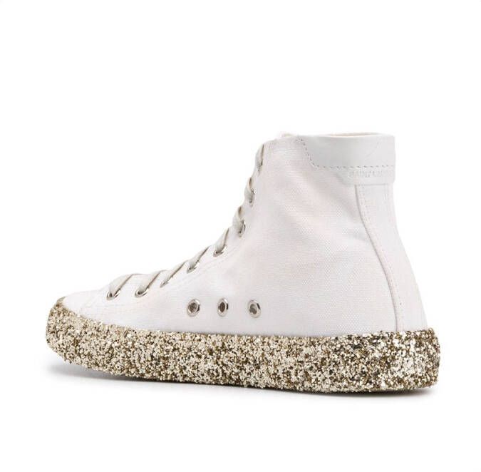 Saint Laurent Bedford sneakers met glitterzool Beige