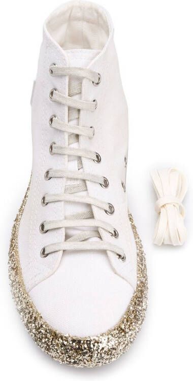 Saint Laurent Bedford sneakers met glitterzool Beige