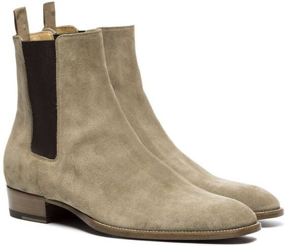 Saint Laurent beige suede Chelsea boots