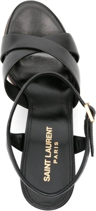 Saint Laurent Bianca 125mm leren sandalen Zwart