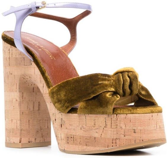 Saint Laurent Bianca sandalen met plateauzool Groen