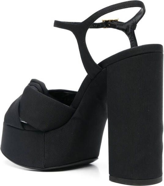 Saint Laurent Bianca sandalen met plateauzool Zwart