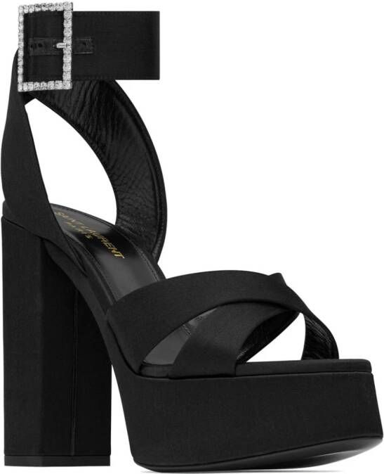 Saint Laurent Bianca sandalen met plateauzool Zwart