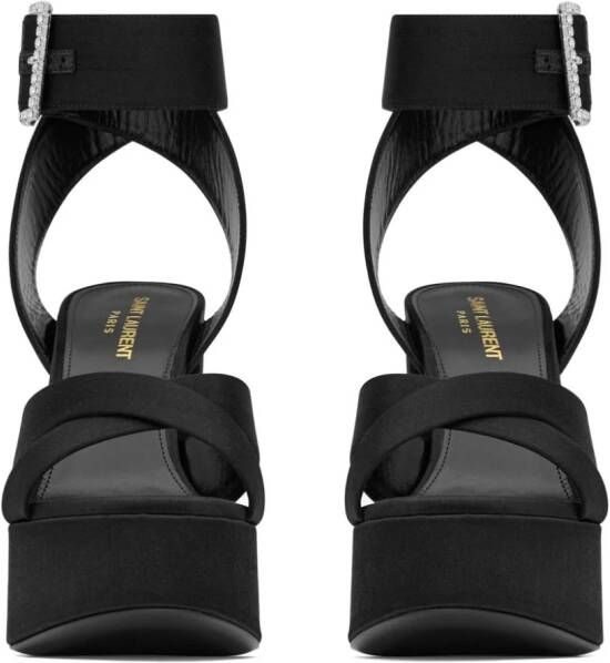 Saint Laurent Bianca sandalen met plateauzool Zwart