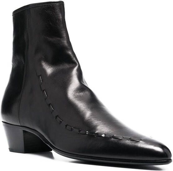 Saint Laurent Casey leren enkellaarzen Zwart
