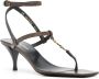 Saint Laurent Cassandra leren sandalen Bruin - Thumbnail 2