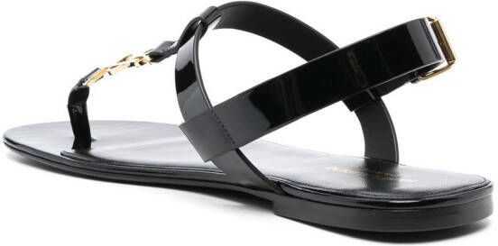 Saint Laurent Cassandre lakleren sandalen Zwart