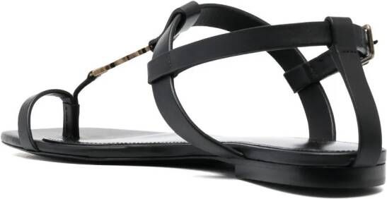 Saint Laurent Cassandra leren sandalen Zwart