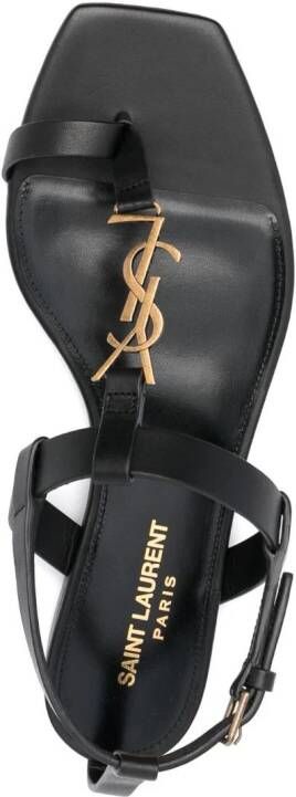 Saint Laurent Cassandra leren sandalen Zwart