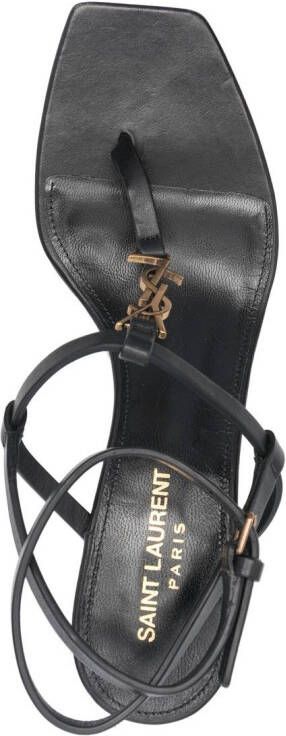 Saint Laurent Cassandra leren sandalen Zwart