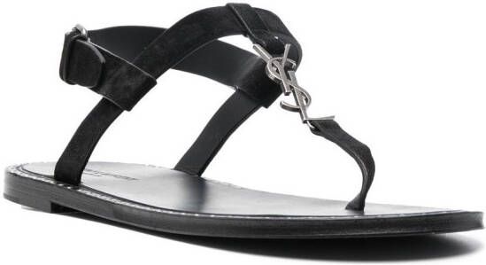 Saint Laurent Cassandra sandalen met logo-plakkaat Zwart