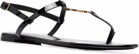 Saint Laurent Cassandra sandalen met logoplakkaat Zwart