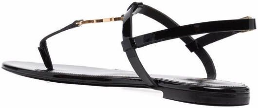 Saint Laurent Cassandra sandalen met logoplakkaat Zwart