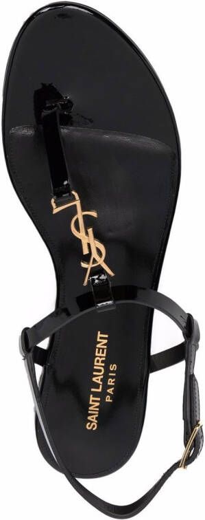 Saint Laurent Cassandra sandalen met logoplakkaat Zwart