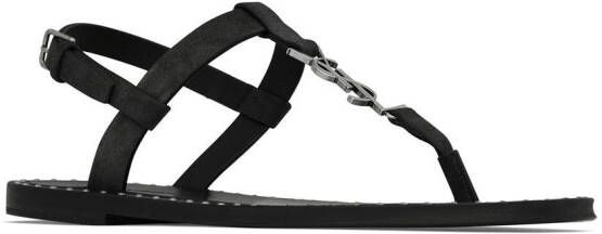 Saint Laurent Cassandra sandalen met logoplakkaat Zwart