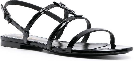 Saint Laurent Cassandra sandalen met monogram Zwart