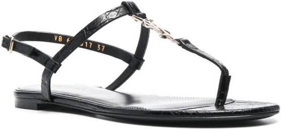 Saint Laurent Cassandra sandalen met open teen Zwart