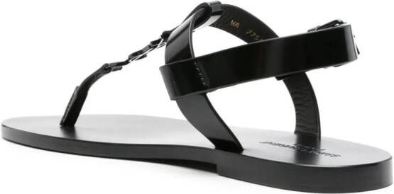 Saint Laurent Cassandre leren sandalen Zwart