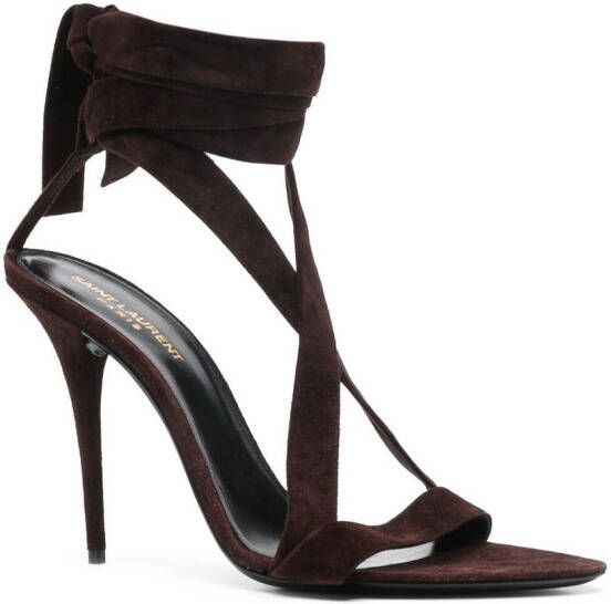Saint Laurent Deva leren sandalen Bruin