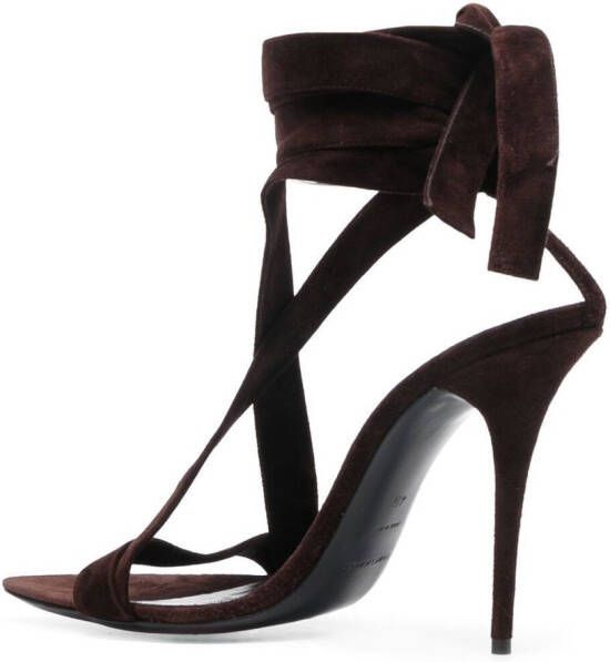 Saint Laurent Deva leren sandalen Bruin