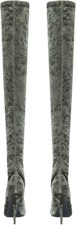 Saint Laurent Ella fluwelen laarzen Groen