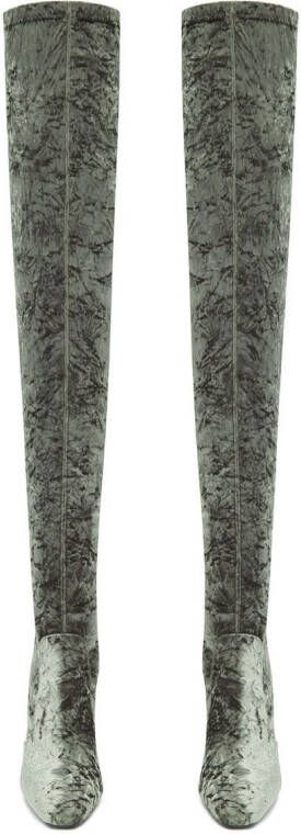Saint Laurent Ella fluwelen laarzen Groen