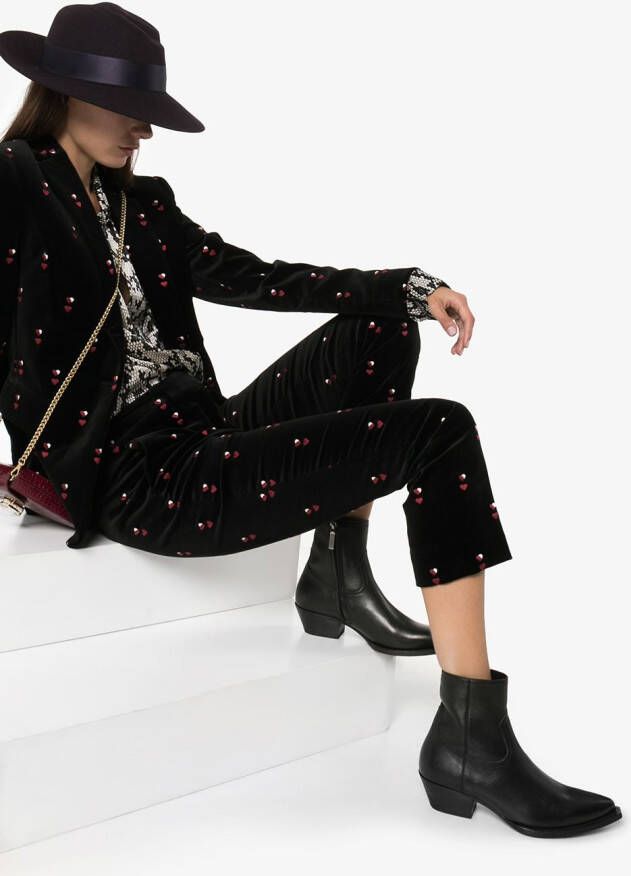 Saint Laurent Enkellaarzen met rits Zwart
