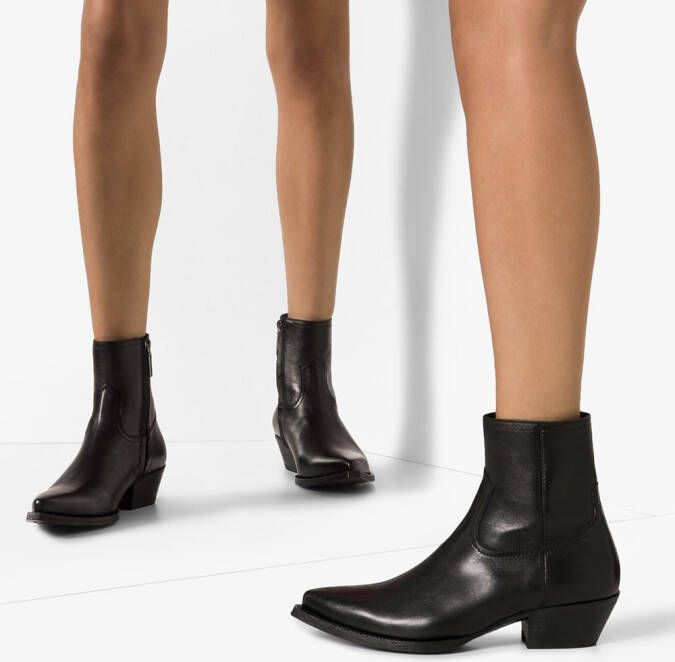 Saint Laurent Enkellaarzen met rits Zwart
