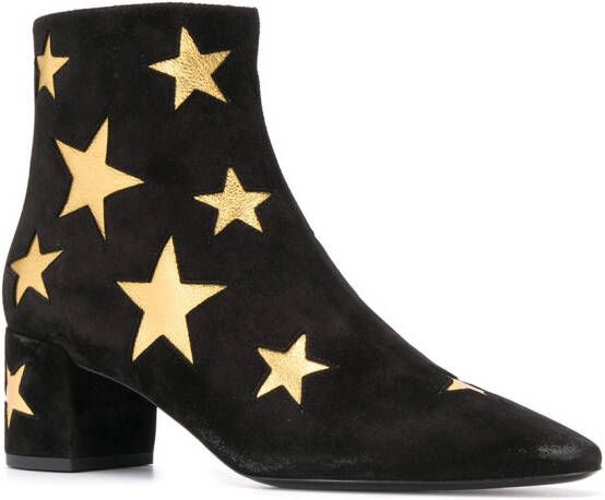 Saint Laurent Enkellaarzen met sterpatch Zwart