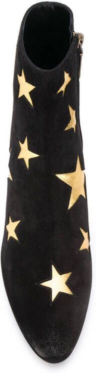 Saint Laurent Enkellaarzen met sterpatch Zwart