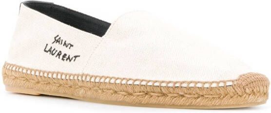 Saint Laurent Espadrilles met geborduurd logo Beige