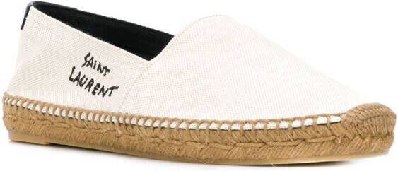 Saint Laurent Espadrilles met gestikt logo Beige