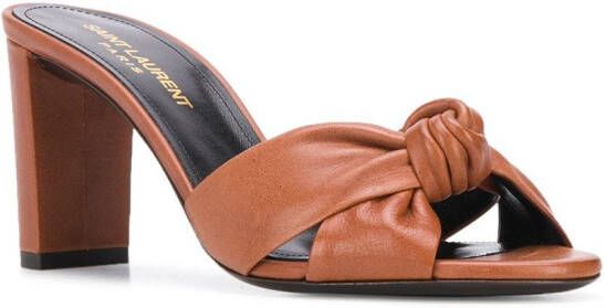 Saint Laurent 80 mm Bianca sandalen met gedraaid detail Bruin