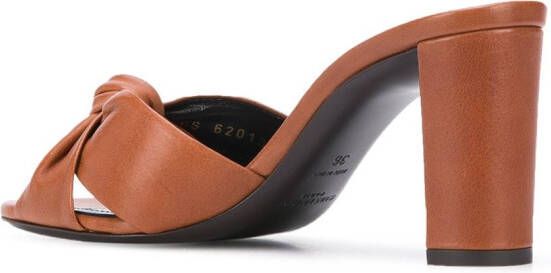 Saint Laurent 80 mm Bianca sandalen met gedraaid detail Bruin