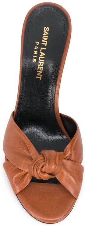 Saint Laurent 80 mm Bianca sandalen met gedraaid detail Bruin