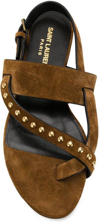 Saint Laurent Gia sandalen met studs Bruin