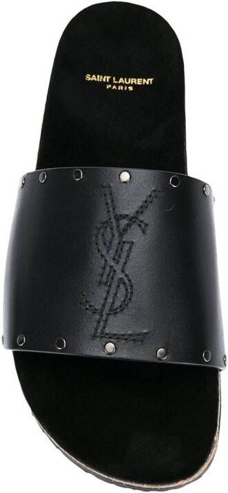 Saint Laurent Jimmy slide sandalen Zwart