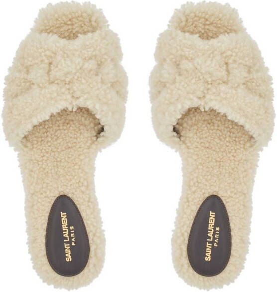 Saint Laurent Lammy slippers Beige