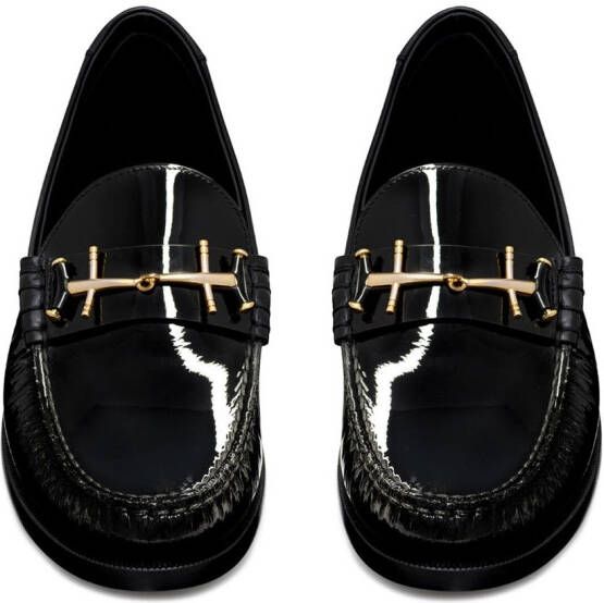 Saint Laurent Leren loafers Zwart