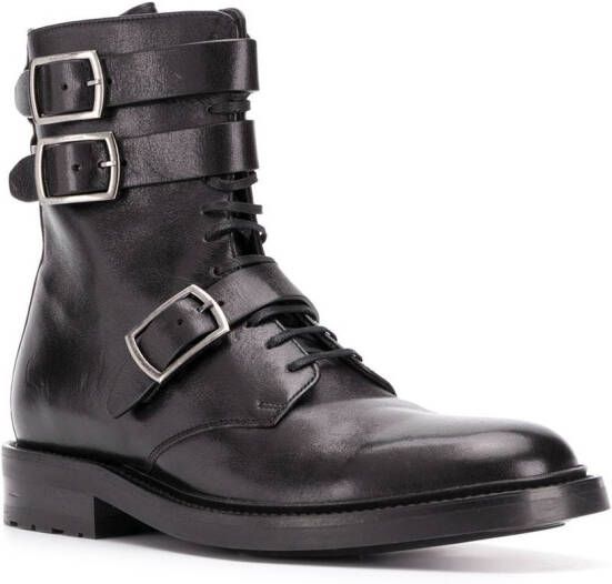 Saint Laurent Legerlaarzen met gesp Zwart