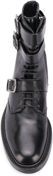 Saint Laurent Legerlaarzen met gesp Zwart